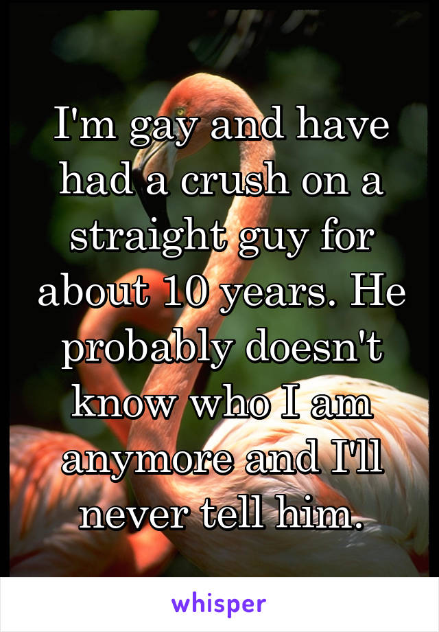 I'm gay and have had a crush on a straight guy for about 10 years. He probably doesn't know who I am anymore and I'll never tell him.