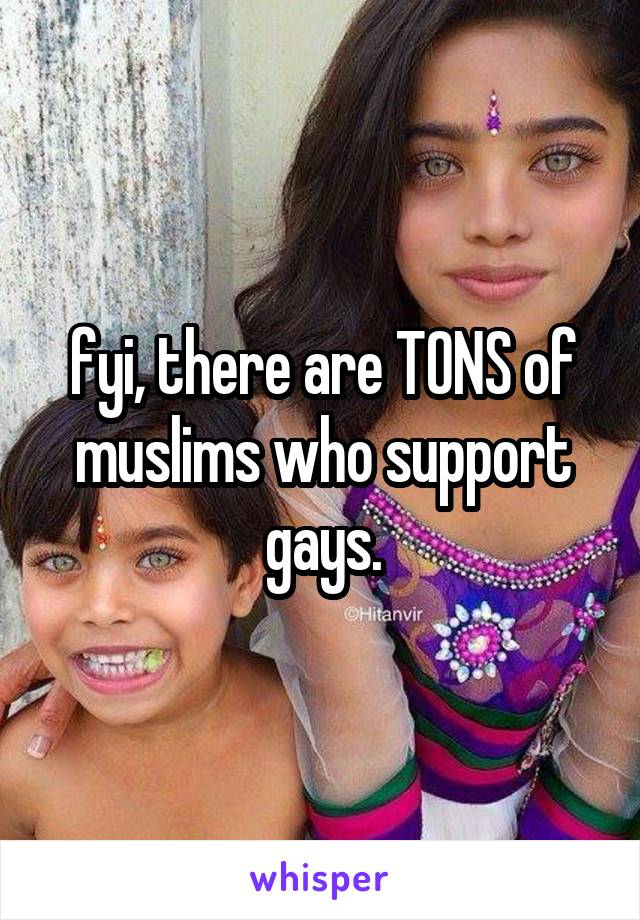 fyi, there are TONS of muslims who support gays.