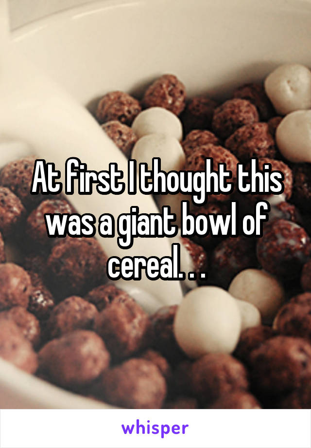 At first I thought this was a giant bowl of cereal. . .