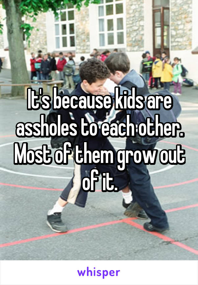 It's because kids are assholes to each other. Most of them grow out of it.