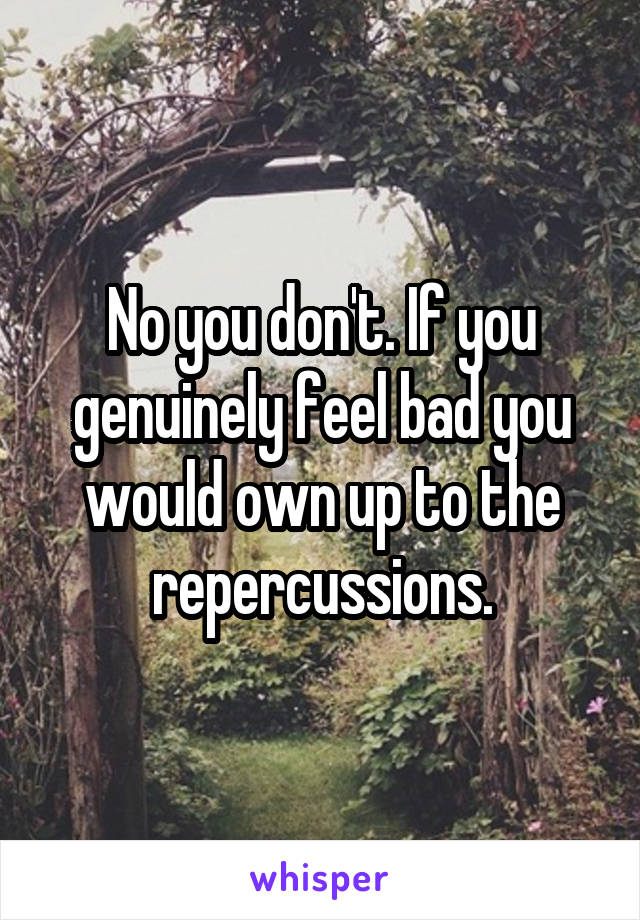 No you don't. If you genuinely feel bad you would own up to the repercussions.