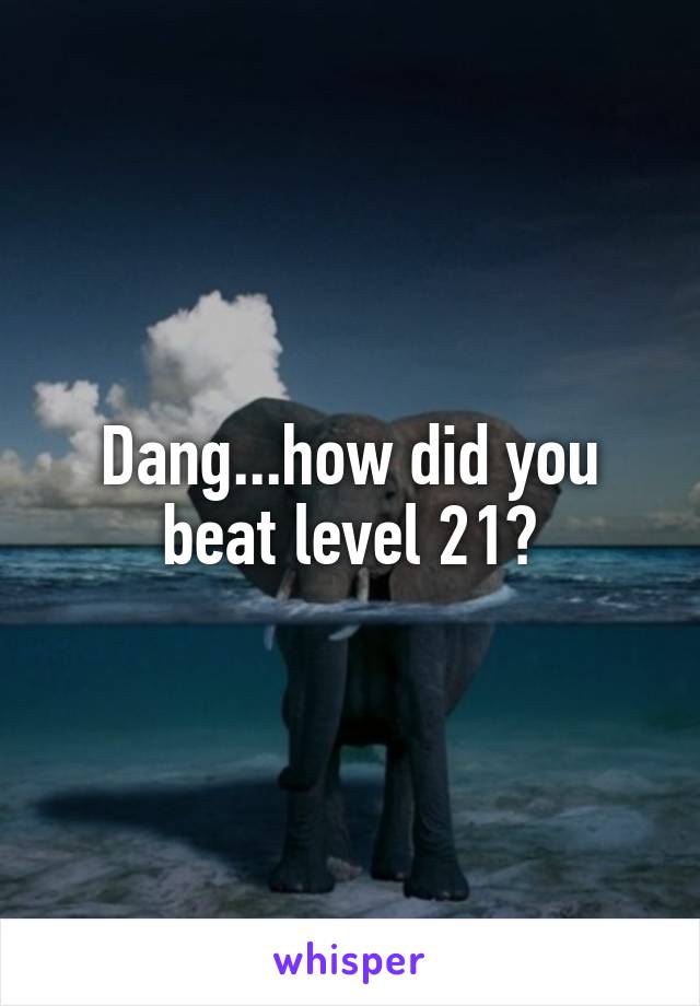 Dang...how did you beat level 21?