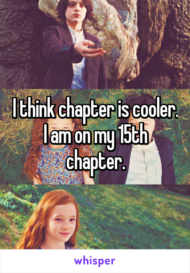 I think chapter is cooler. I am on my 15th chapter.