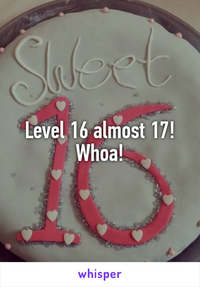 Level 16 almost 17! Whoa!