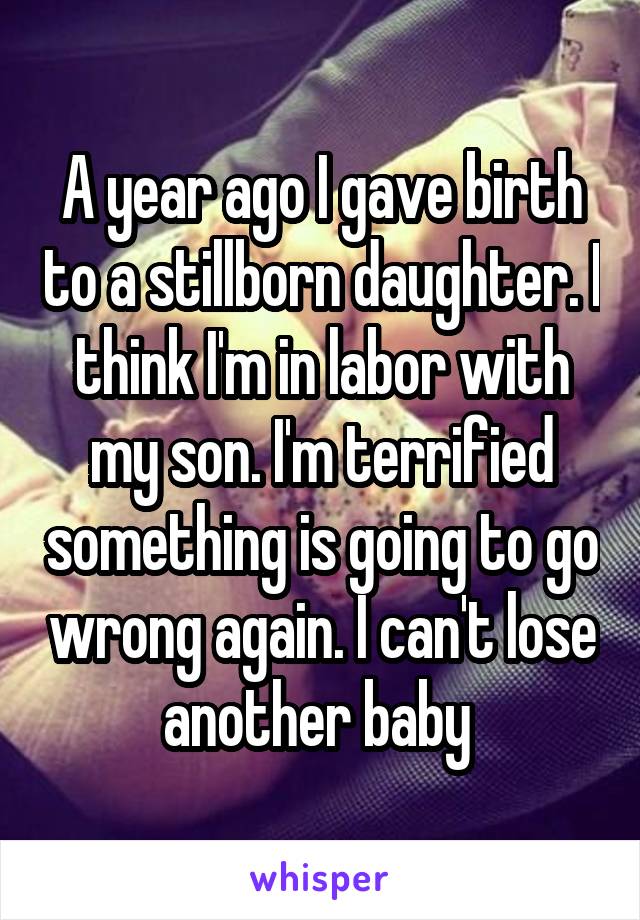 A year ago I gave birth to a stillborn daughter. I think I'm in labor with my son. I'm terrified something is going to go wrong again. I can't lose another baby 
