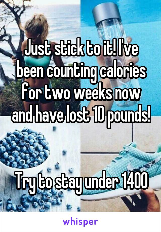 Just stick to it! I've been counting calories for two weeks now and have lost 10 pounds! 

Try to stay under 1400