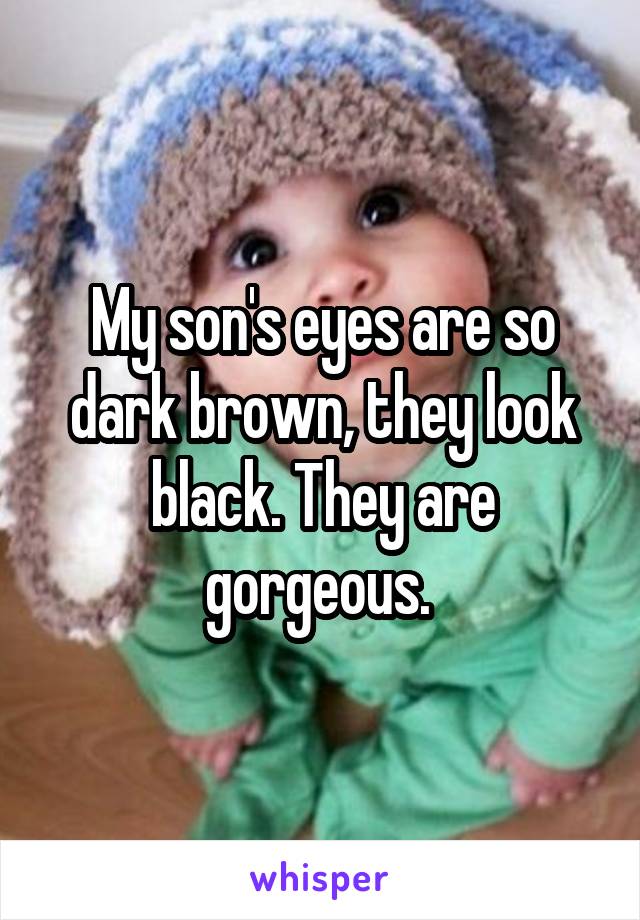 My son's eyes are so dark brown, they look black. They are gorgeous. 