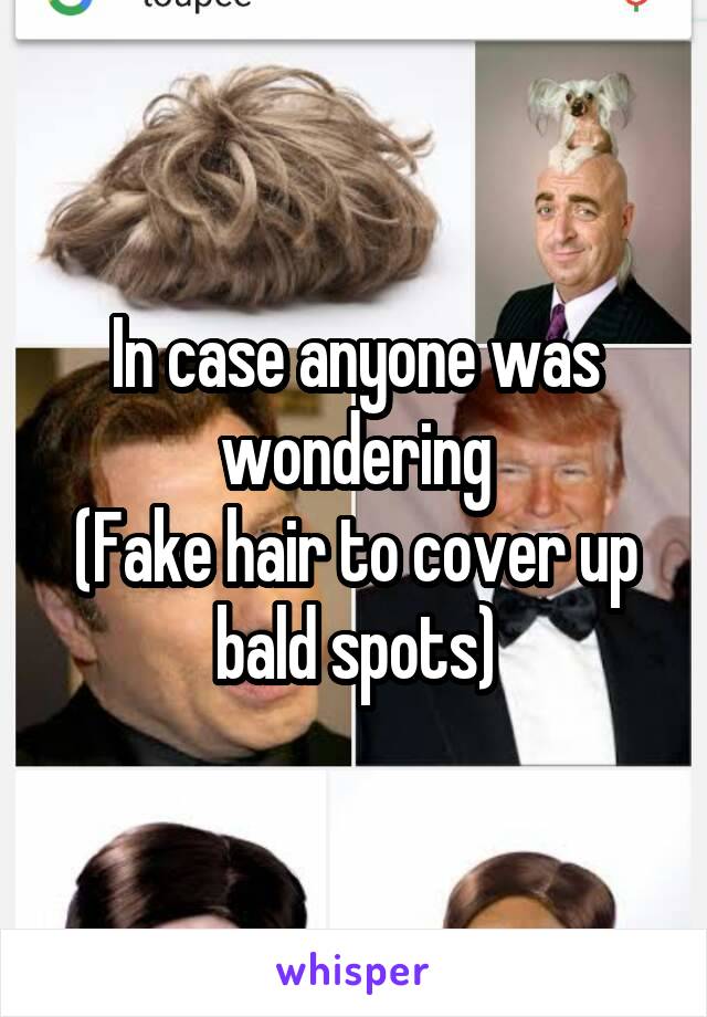 In case anyone was wondering
(Fake hair to cover up bald spots)