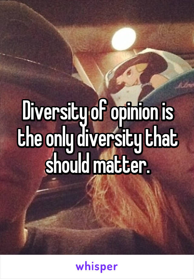 Diversity of opinion is the only diversity that should matter.