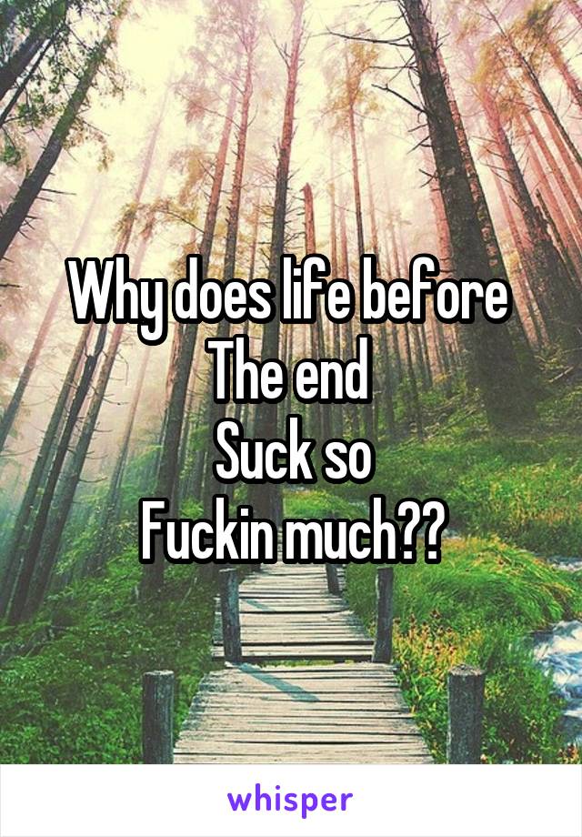 Why does life before 
The end 
Suck so
Fuckin much??