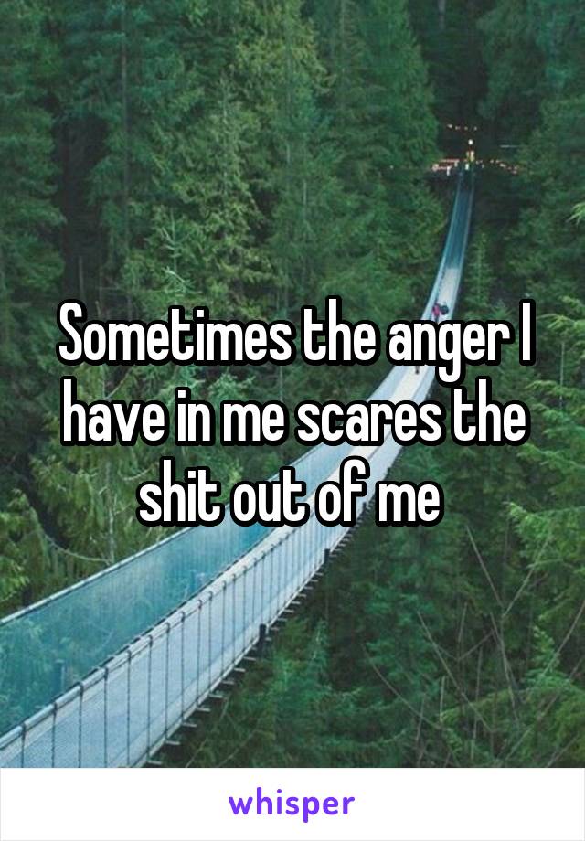 Sometimes the anger I have in me scares the shit out of me 