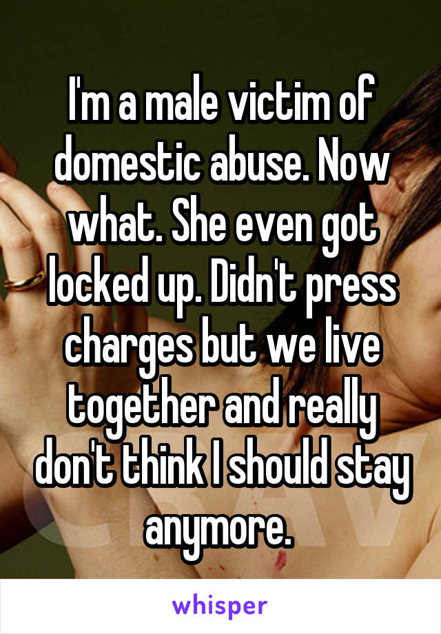 I'm a male victim of domestic abuse. Now what. She even got locked up. Didn't press charges but we live together and really don't think I should stay anymore. 