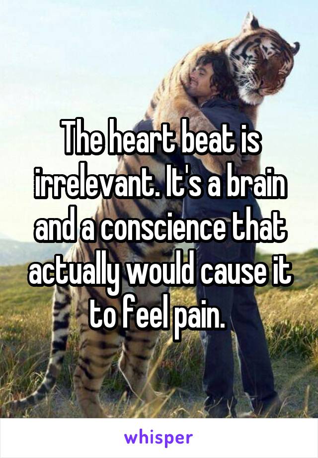 The heart beat is irrelevant. It's a brain and a conscience that actually would cause it to feel pain. 