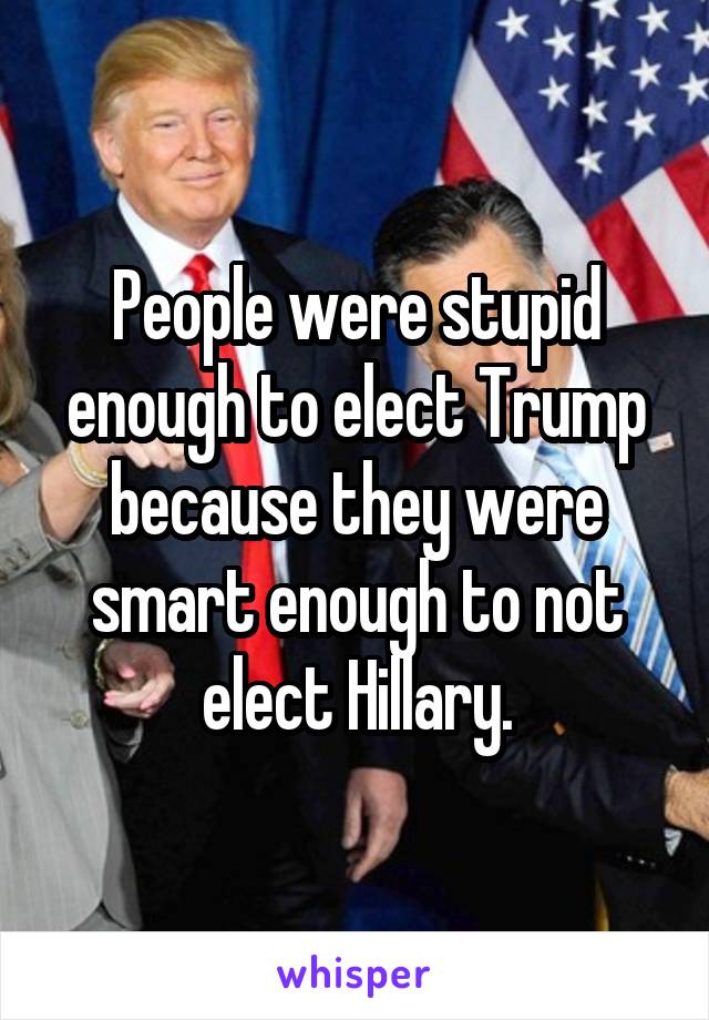 People were stupid enough to elect Trump because they were smart enough to not elect Hillary.