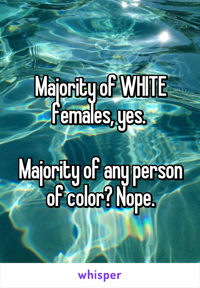 Majority of WHITE females, yes. 

Majority of any person of color? Nope.