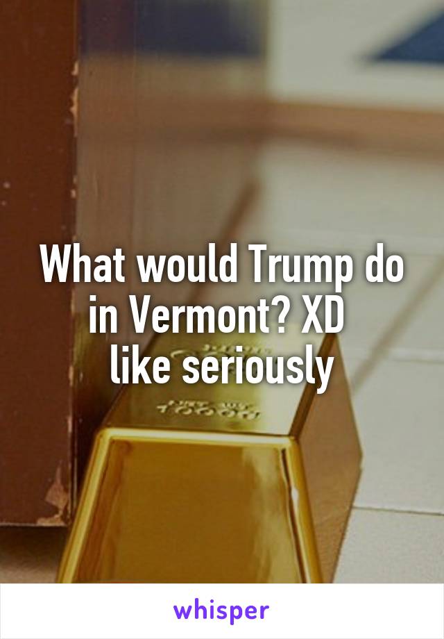 What would Trump do in Vermont? XD 
like seriously