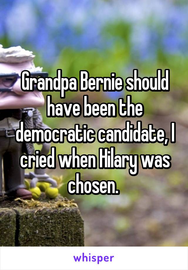 Grandpa Bernie should have been the democratic candidate, I cried when Hilary was chosen. 