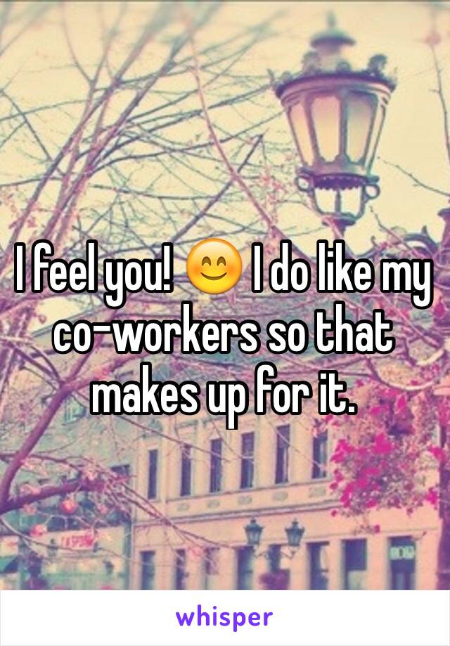 I feel you! 😊 I do like my co-workers so that makes up for it.