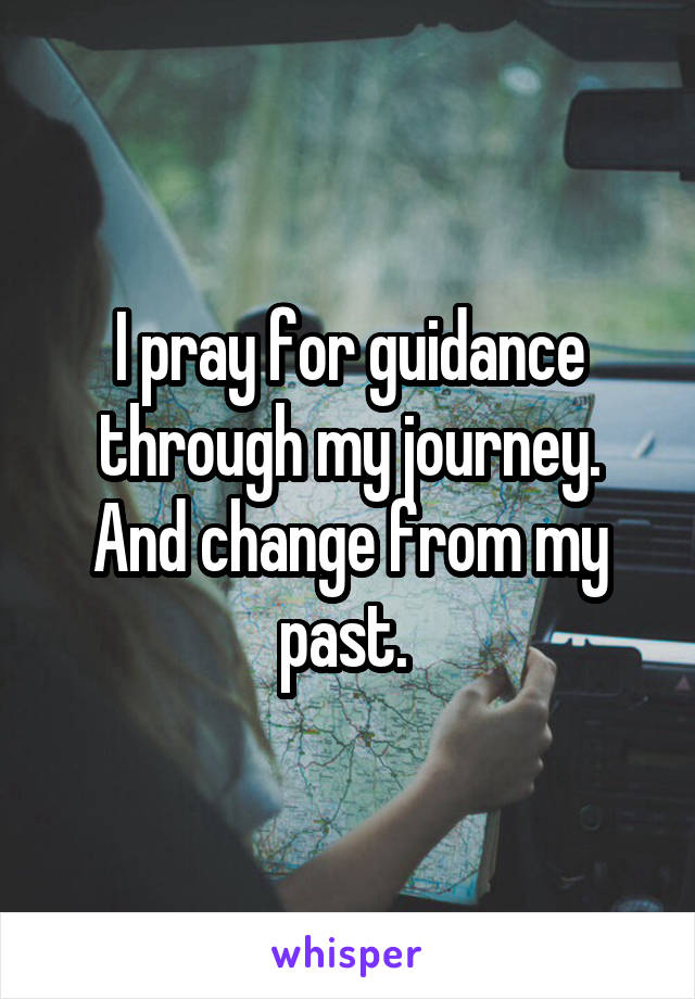 I pray for guidance through my journey. And change from my past. 