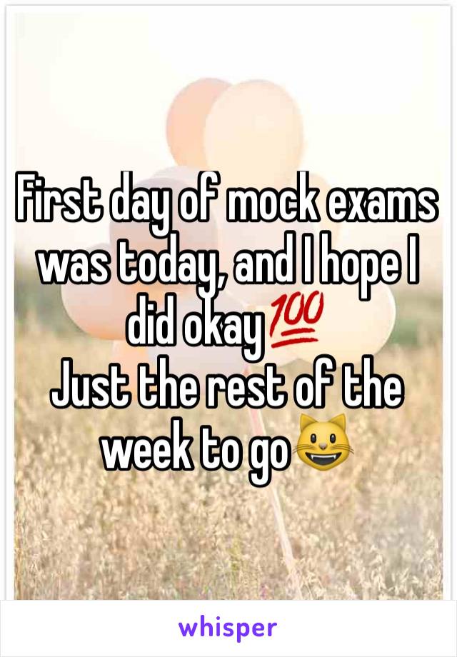 First day of mock exams  was today, and I hope I  did okay💯
Just the rest of the week to go😺