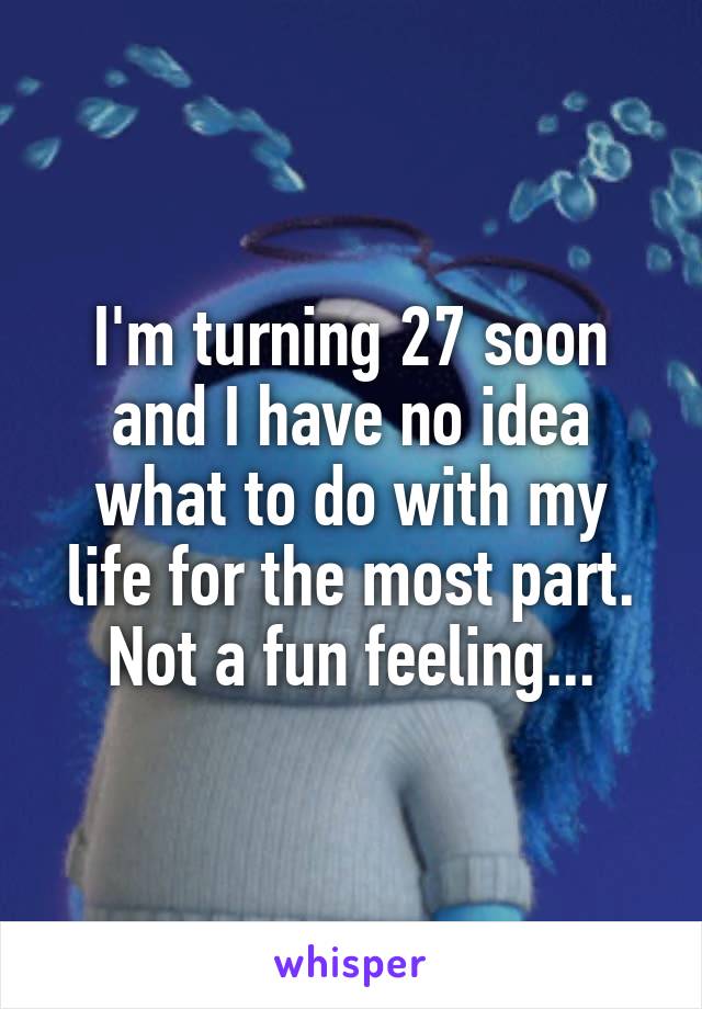 I'm turning 27 soon and I have no idea what to do with my life for the most part. Not a fun feeling...