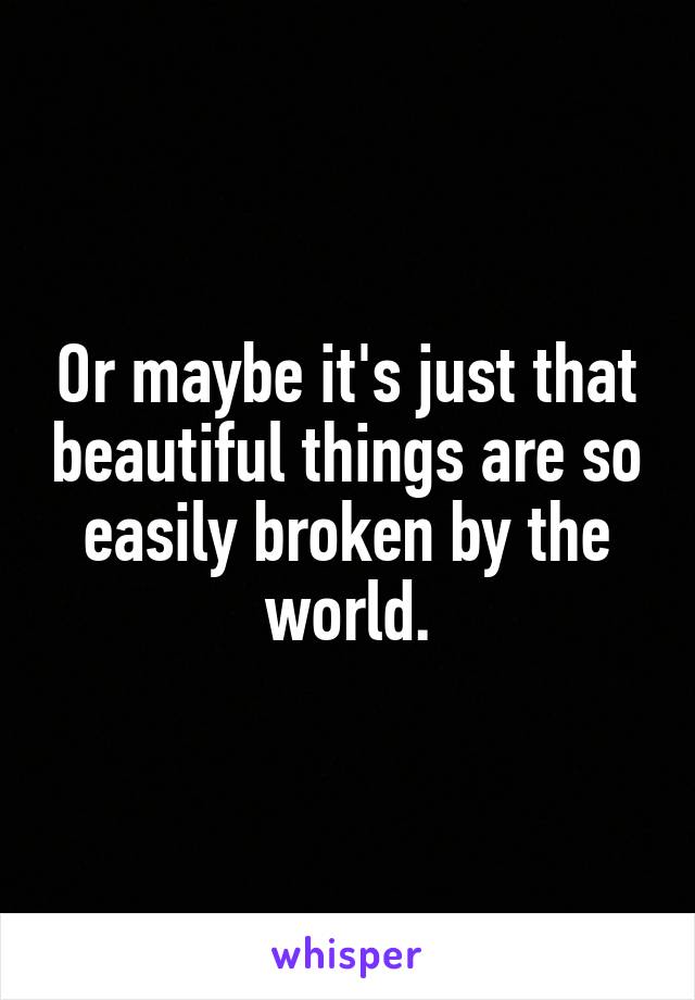 Or maybe it's just that beautiful things are so easily broken by the world.