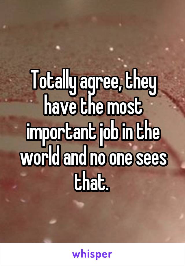 Totally agree, they have the most important job in the world and no one sees that. 