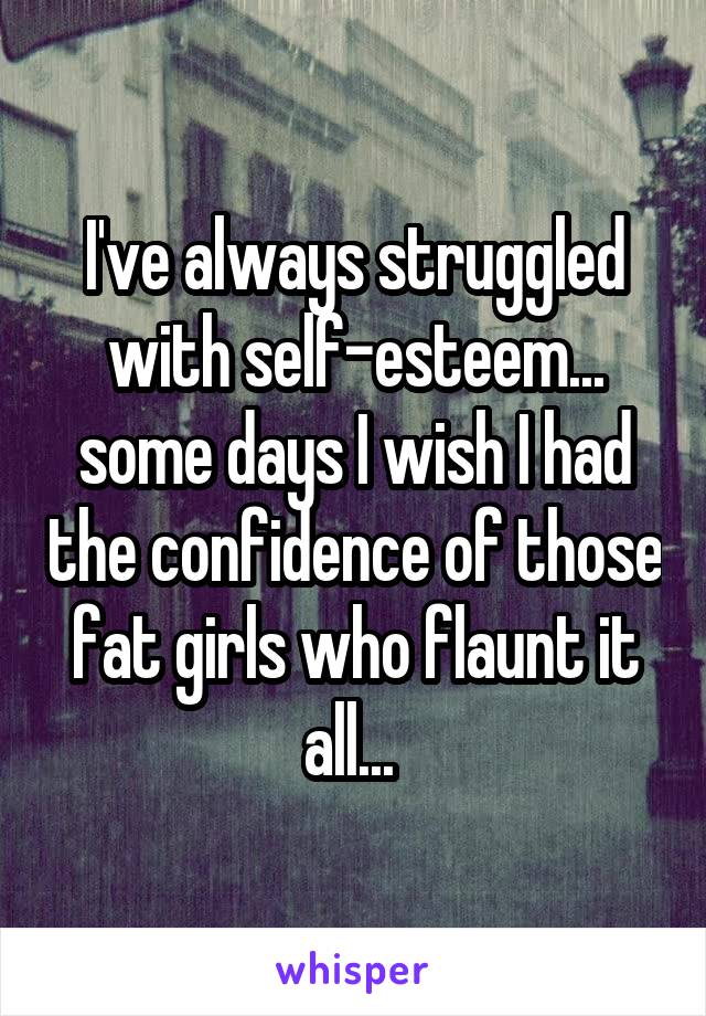 I've always struggled with self-esteem... some days I wish I had the confidence of those fat girls who flaunt it all... 