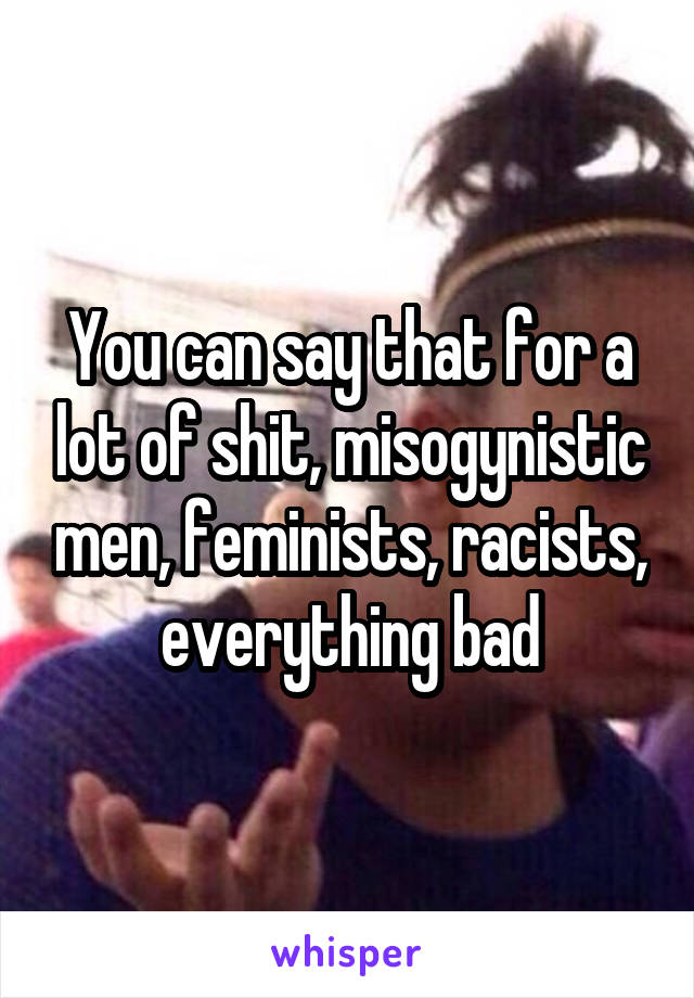 You can say that for a lot of shit, misogynistic men, feminists, racists, everything bad