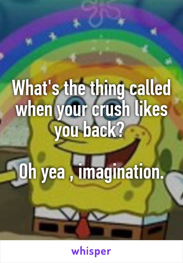 What's the thing called when your crush likes you back? 

Oh yea , imagination.