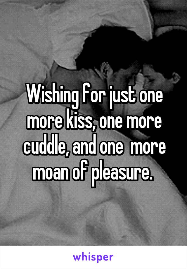 Wishing for just one more kiss, one more cuddle, and one  more moan of pleasure. 