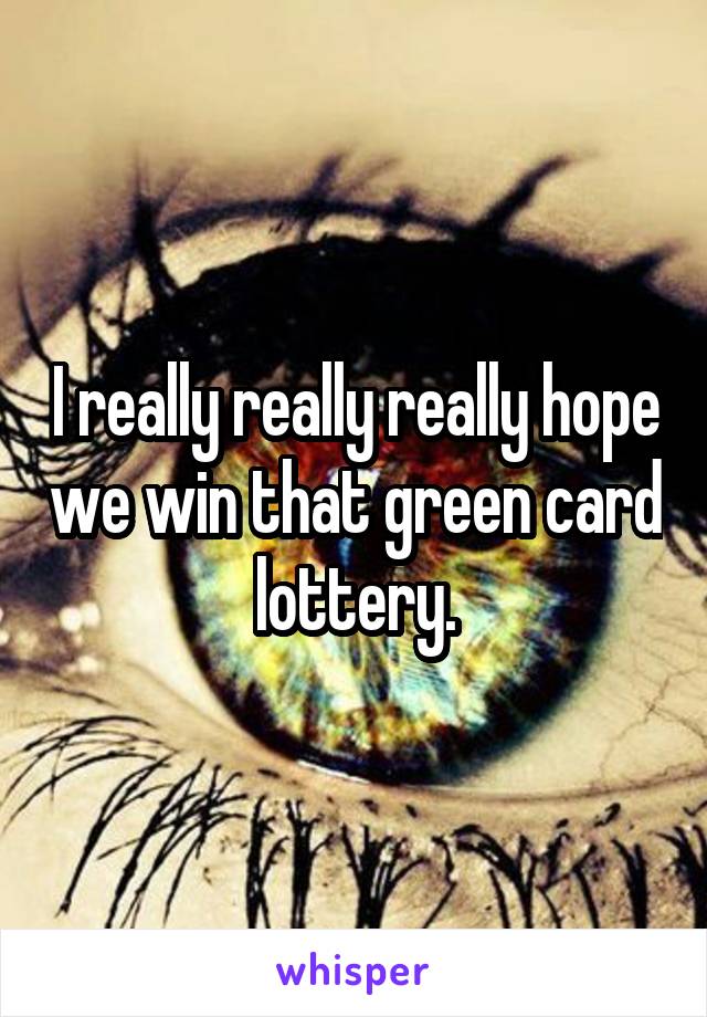 I really really really hope we win that green card lottery.