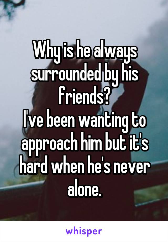 Why is he always surrounded by his friends?
I've been wanting to approach him but it's hard when he's never alone.