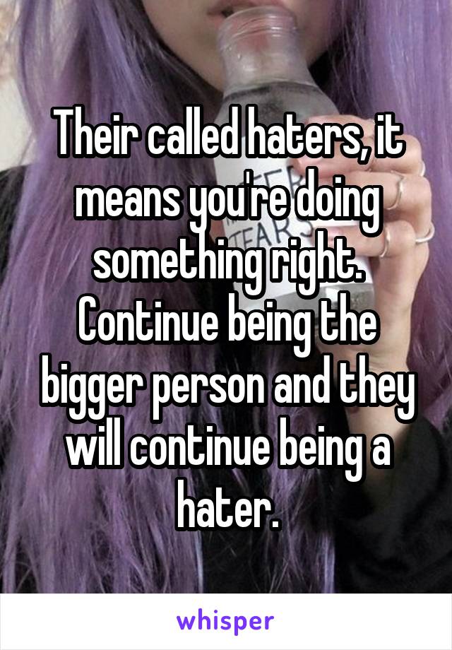 Their called haters, it means you're doing something right. Continue being the bigger person and they will continue being a hater.