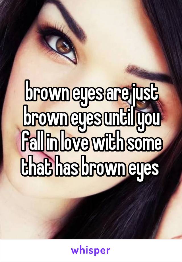 brown eyes are just brown eyes until you fall in love with some that has brown eyes 