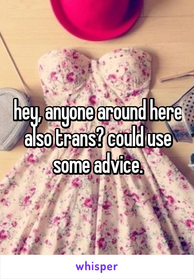 hey, anyone around here also trans? could use some advice.