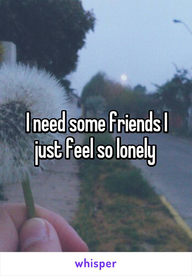 I need some friends I just feel so lonely 