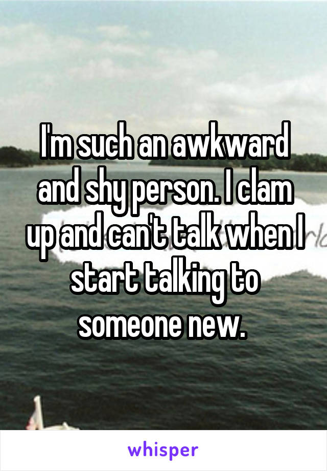 I'm such an awkward and shy person. I clam up and can't talk when I start talking to someone new. 