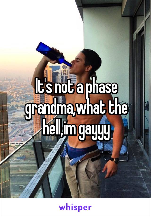 It's not a phase grandma,what the hell,im gayyy