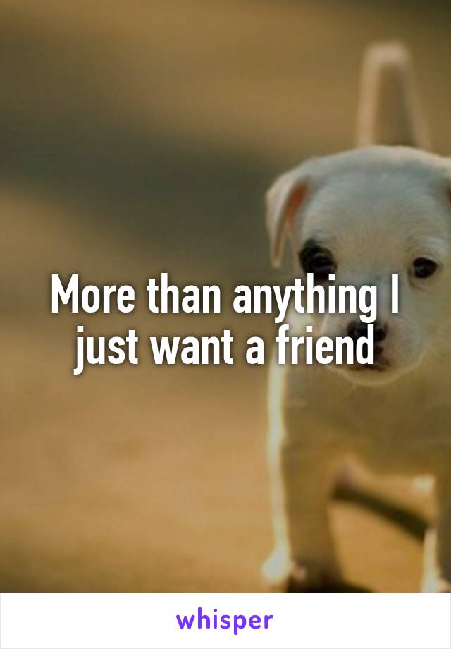 More than anything I just want a friend