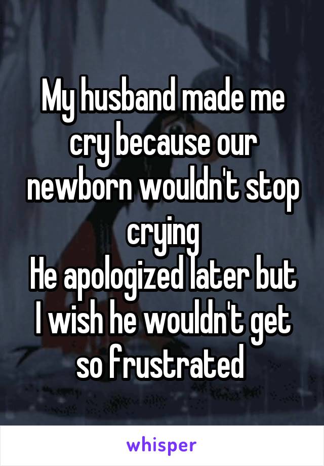 My husband made me cry because our newborn wouldn't stop crying
He apologized later but I wish he wouldn't get so frustrated 