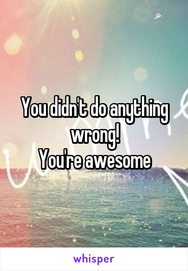 You didn't do anything wrong!
You're awesome