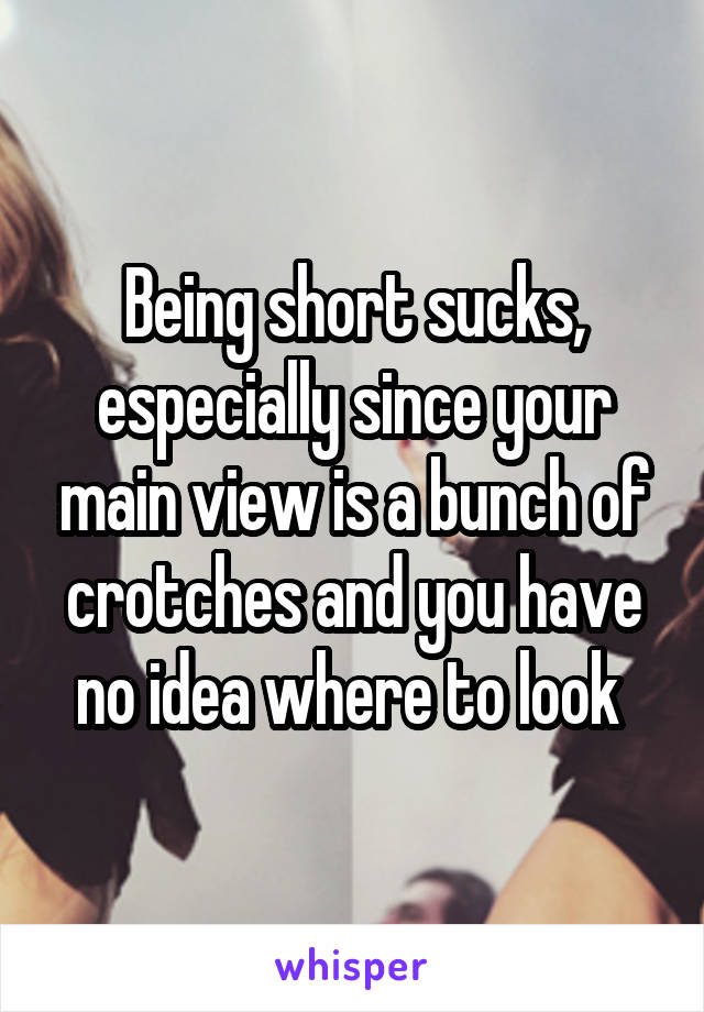 Being short sucks, especially since your main view is a bunch of crotches and you have no idea where to look 