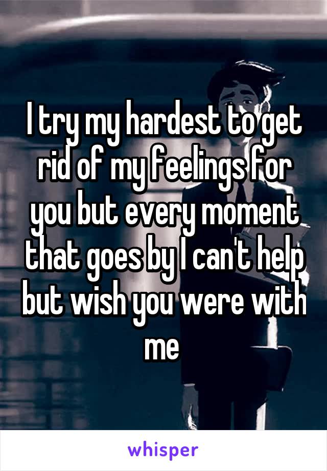 I try my hardest to get rid of my feelings for you but every moment that goes by I can't help but wish you were with me 