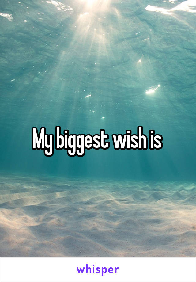 My biggest wish is 