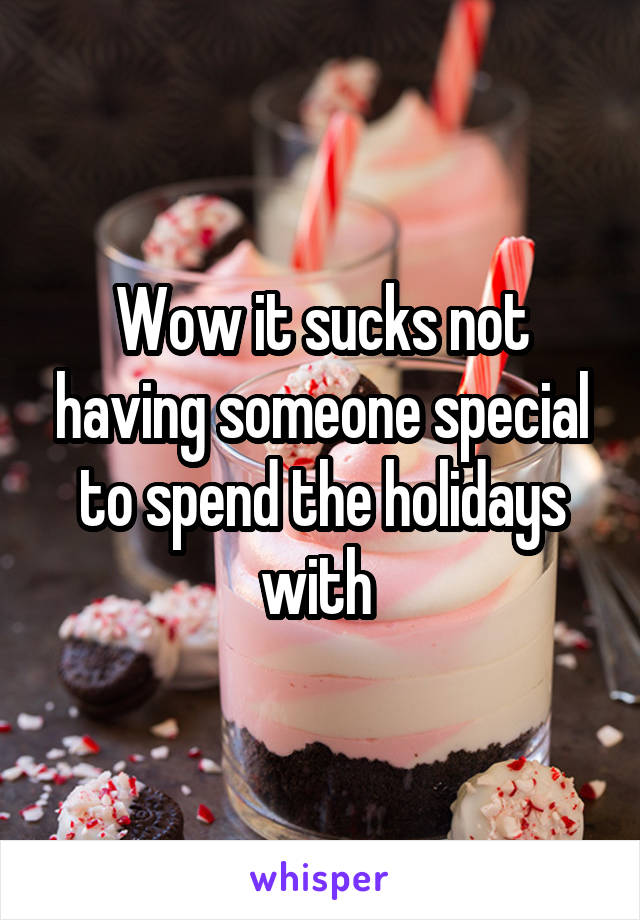 Wow it sucks not having someone special to spend the holidays with 