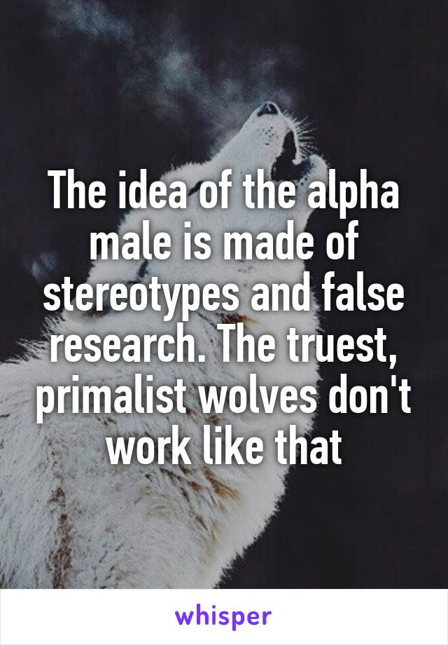 The idea of the alpha male is made of stereotypes and false research. The truest, primalist wolves don't work like that