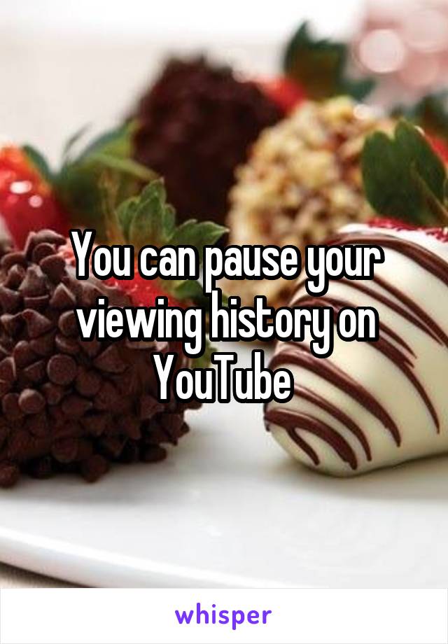 You can pause your viewing history on YouTube 