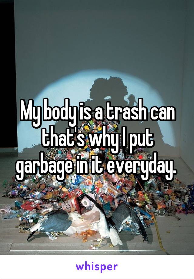 My body is a trash can that's why I put garbage in it everyday. 