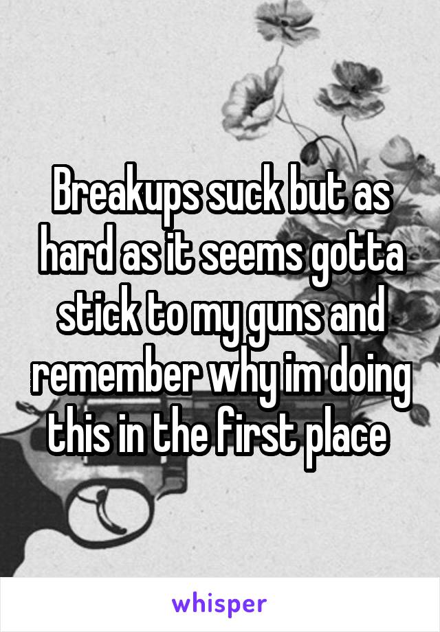 Breakups suck but as hard as it seems gotta stick to my guns and remember why im doing this in the first place 